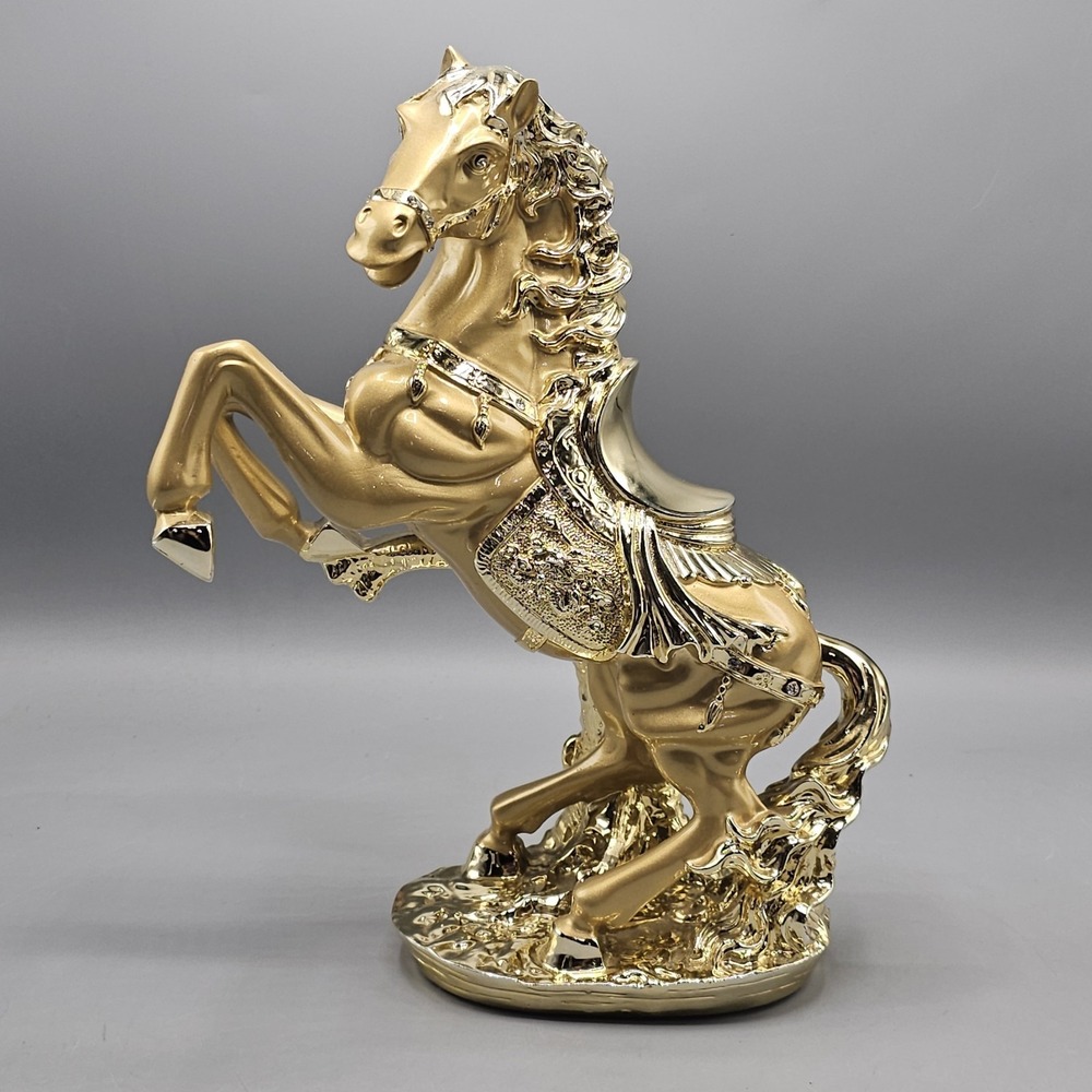 White Gold Horse Statue Resin? Sculpture  Bling Rhinestone Oranate Bejeweled 13"